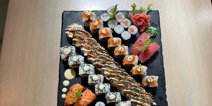 Sushi menu o 38 či 46 ks zarolovaných mňamkách v Táboře: tempura, maki i nigiri