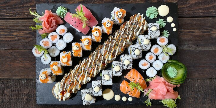 Sushi menu o 38 či 46 ks zarolovaných mňamkách v Táboře: tempura, maki i nigiri