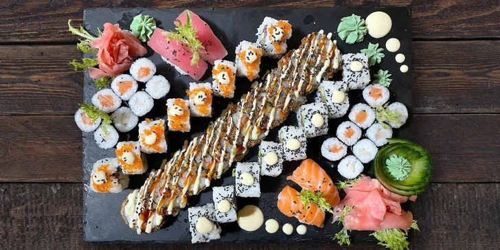 Sushi menu o 38 či 46 ks zarolovaných mňamkách v Táboře: tempura, maki i nigiri