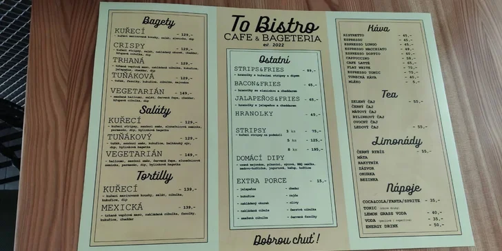 Moderní bistro v centru Prostějova: otevřený voucher v hodnotě až 350 Kč na cokoliv