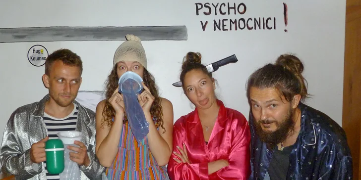 Děsuplná úniková hra Psycho v nemocnici pro 2 až 5 hráčů