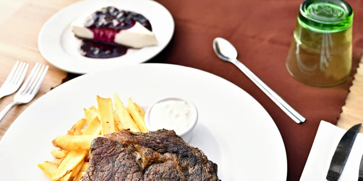 Speciální steakové 3chodové menu pro 1 i 2 osoby s výhledem na Karlův most