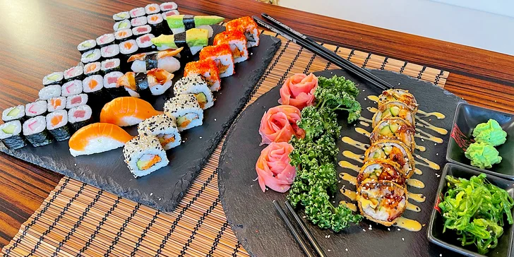 Sushi sety s 8 až 52 kousky: maki, nigiri a další rolky s rybami i zeleninou