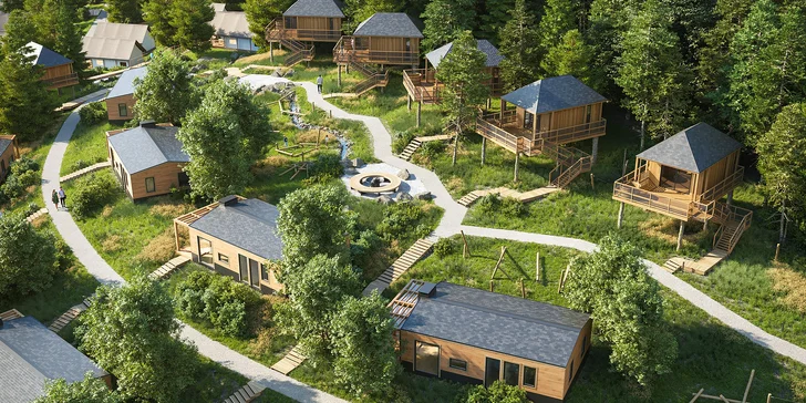 Glamping ve zbrusu novém resortu na jihu Rakouska: luxusní stan nebo tree house, vstupy do vodního světa