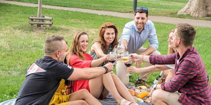 Piknikový koš plný dobrot pro 2 až 4 osoby: burrito, sladké a slané koláče, limonády i zapůjčení deky