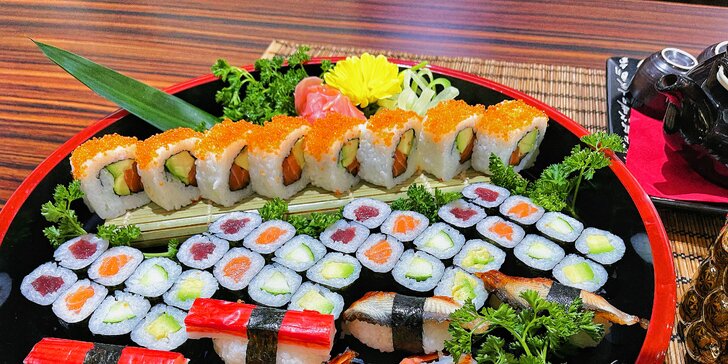 Sushi sety s 18, 53 a 74 kousky: maki, nigiri a další rolky s rybami i zeleninou