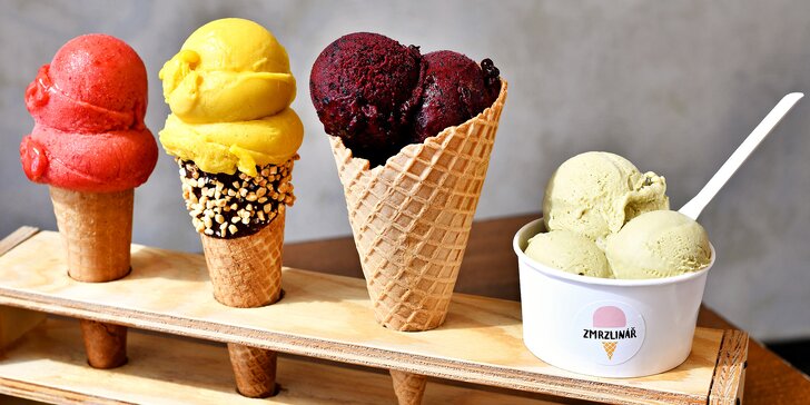 Zmrzlinář na Vinohradech: otevřený voucher na 250 či 500 Kč na zmrzliny, zákusky i nápoje