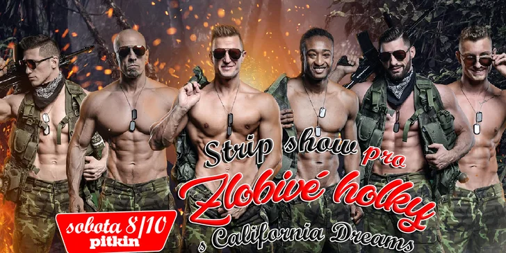 3hodinová stripshow pro zlobivé holky: žhavá těla tanečníků z California Dreams a drink zdarma