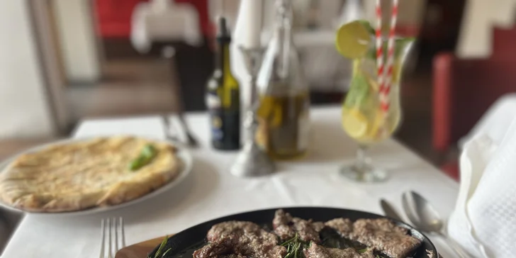 4chodové menu pro dva: mušle, risotto, ryba nebo hovězí steak i láhev vína