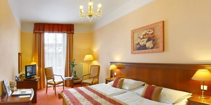4* hotel v centru Mariánských Lázní: polopenze, neomezený wellness, procedury dle délky pobytu