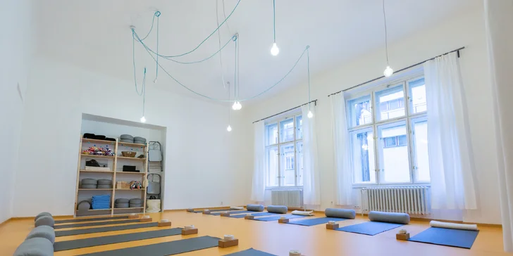 Hodinová lekce nebo dvouhodinový workshop v jógovém studiu v centru Prahy