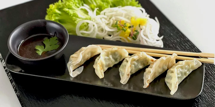 Tom Yum polévka, plněné gyoza taštičky nebo Udon nudle pro 1 či 2 osoby