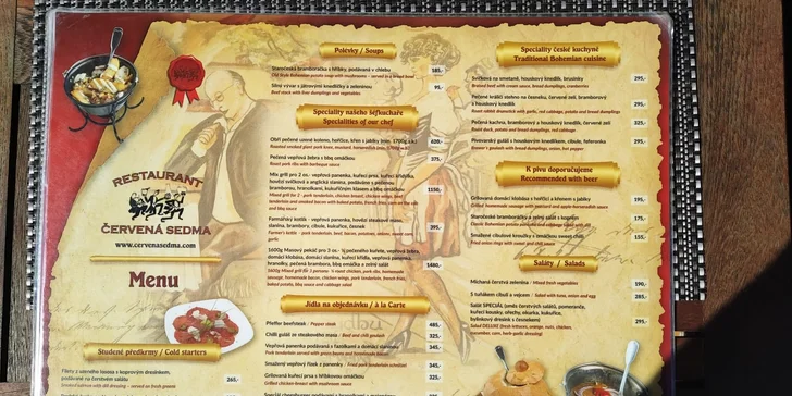 Obří pekáč plný masových dobrot pro 2–3 strávníky kousek od Karlova mostu
