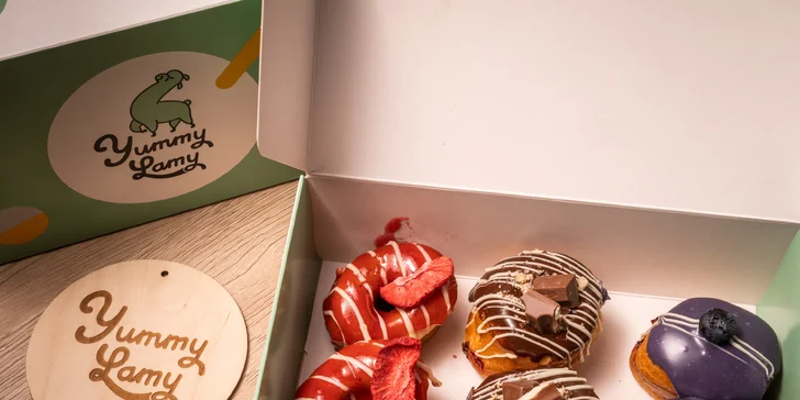 6 nadýchaných mini koblížků a mini donutů: krabička s sebou nebo posezení s lamou