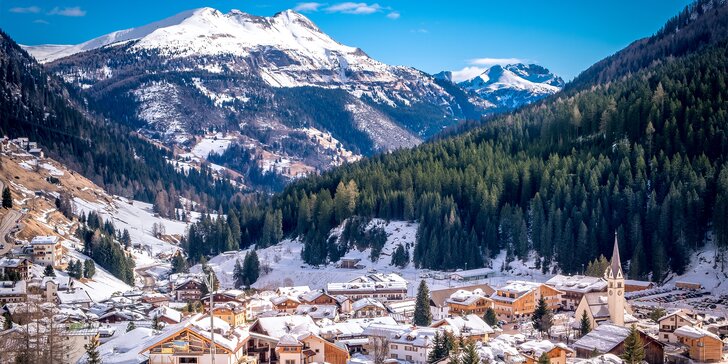 Zima v Dolomitech: autobusová doprava, ubytování 2 km od skiareálu Arabba/Marmolada, polopenze