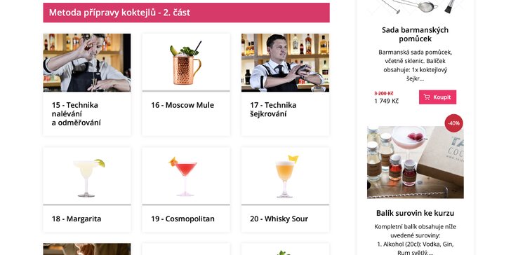 Online barmanský kurz: 40 videolekcí plných koktejů s doživotním přístupem