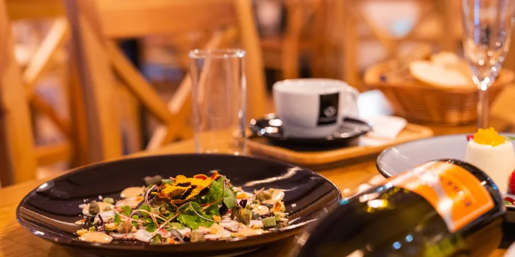 4chodové degustační menu: jelení hřbet či telecí saltimbocca, na výběr i láhev prosecca