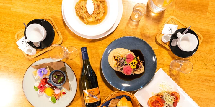 4chodové degustační menu: jelení hřbet či telecí saltimbocca, na výběr i láhev prosecca