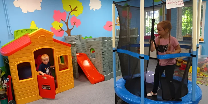 Dětská hernička Karkulka pro děti do 7 let: hry a hračky, skluzavka, odrážedla, kuchyňka i trampolína