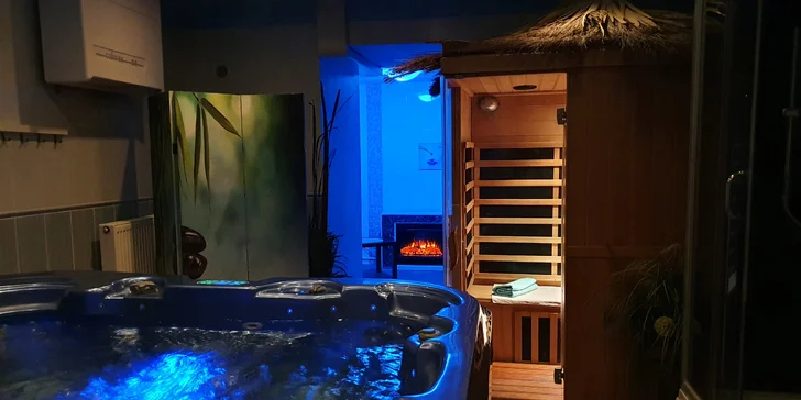 Až 120 minut wellness soukromí: vířivka, sauna i 2 skleničky vína