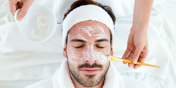 Luxusní kosmetická péče pro muže: omlazení a čištění pleti, maska, zábal nebo přípravky s molekulou C60
