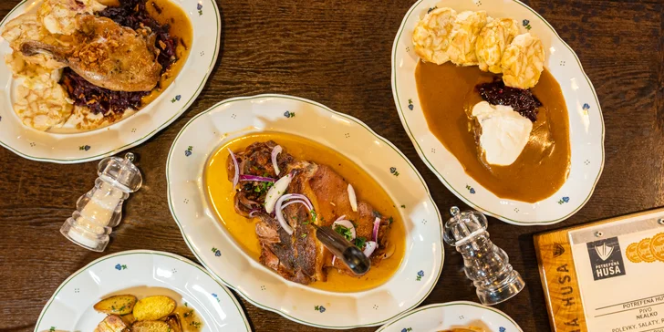Otevřený voucher do restaurace Potrefená husa: konzumace v hodnotě až 1000 Kč