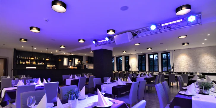 3chodové menu s wellness na 1,5 či 2 hod. a láhev vína pro 2 osoby