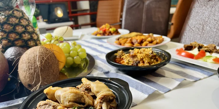Africké 4chodové menu pro 1 nebo 2 osoby i varianta s palmovým vínem