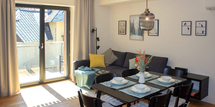 Špičkové apartmány až pro 6 osob v Harrachově: vybavená kuchyň, balkon, klimatizace i infrasauna
