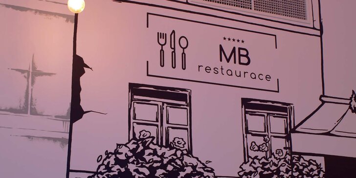 Pětichodové menu v moderní restauraci MB: tatarák, vyzrálý New York steak, fondán a další dobroty