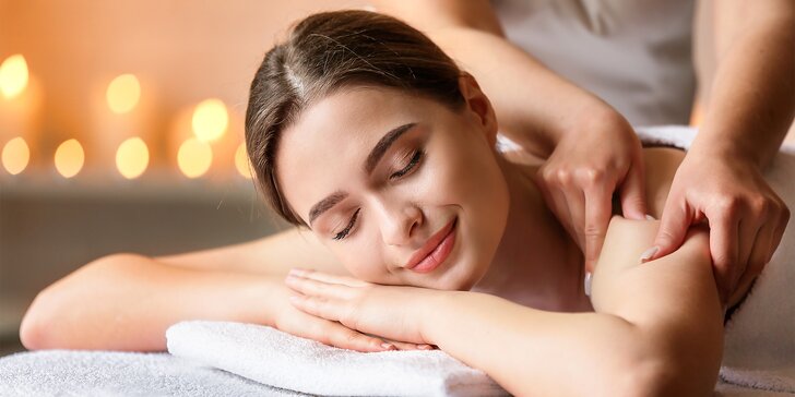 60min. masáž dle výběru: relaxační, lymfatická, sportovní i uvolnění pro hlavu a dekolt