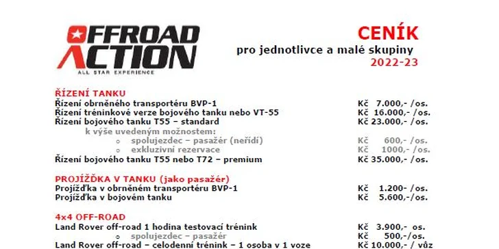 Půlhodinová akční jízda v obrněném transportéru BVP-1 pro 1 i 2 osoby