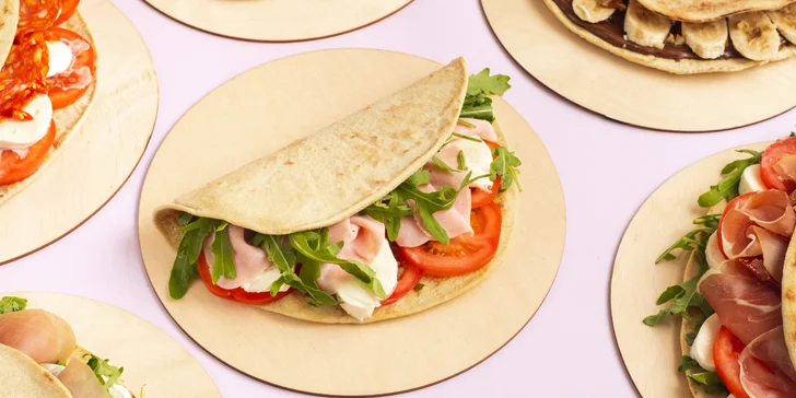 Dvě tradiční italské piadiny dle výběru a dva nápoje na místě nebo s sebou