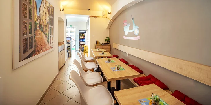 Dvě tradiční italské piadiny dle výběru a dva nápoje na místě nebo s sebou