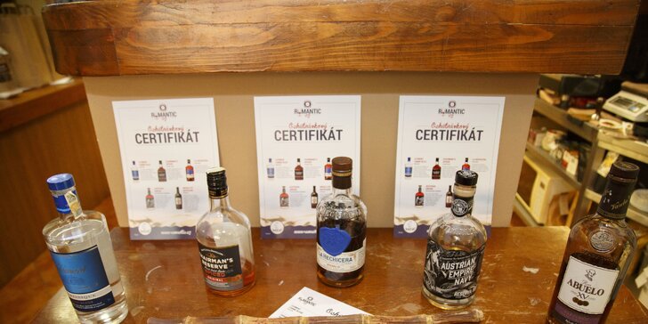 Řízená degustace 5 špičkových rumů z různých zemí pro 1 nebo 2 znalce