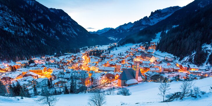 Lyžovačka v Dolomiti Superski: nocleh pro pár i rodinu, polopenze či rovnou plná penze