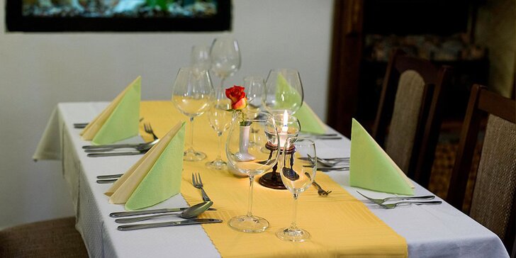 Otevřené vouchery do restaurace rodinného hotelu Myslivna Třeboň: 200–800 Kč na jídlo i nápoje