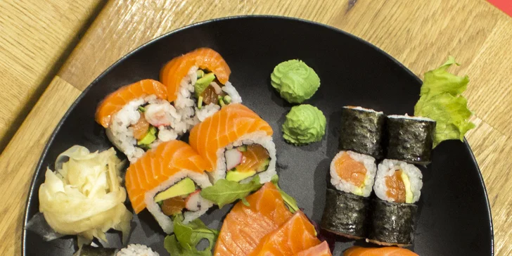 Sushi sety v bistru v brněnském OC Globus: 15 až 44 kousků, na místě či take away