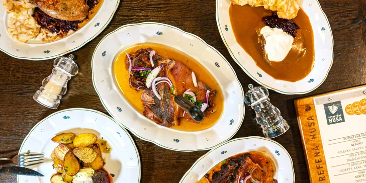 Otevřený voucher do restaurace Potrefená husa: konzumace v hodnotě 500 nebo 1000 Kč