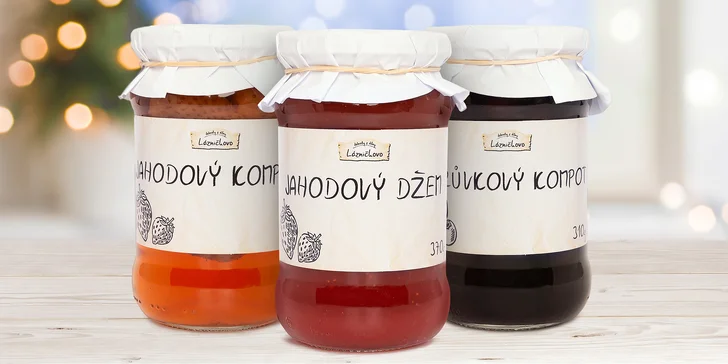 Lázničkovo balíčky: kompoty a džemy, nakládaná zelenina i utopenci a maso ve vlastní šťávě