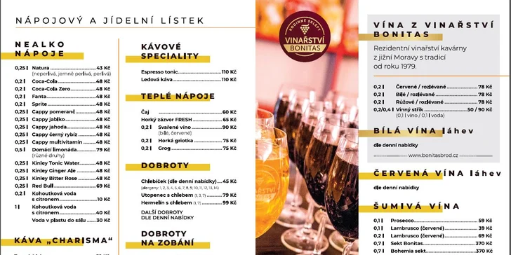 Otevřený voucher do kavárny Drbárna v divadle Radka Brzobohatého: 200–500 Kč na cokoli z lístku