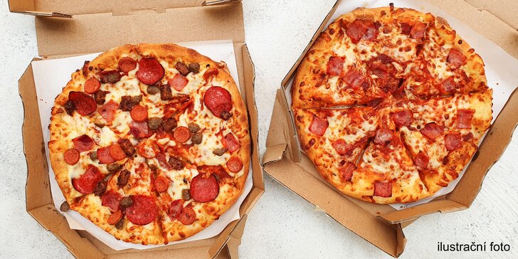 Dvě pizzy (ø 32 cm) dle výběru i s možností rozvozu nebo odnosu s sebou: s ananasem i sýrová