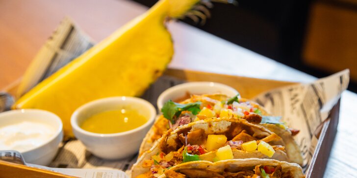 Mexické degustační menu o 4 chodech: nachos, polévka, tortilly, chilli, tacos i churros