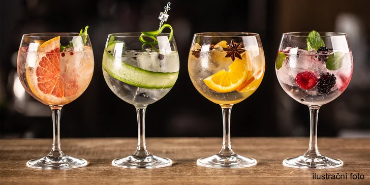 Degustace ginů s tonicem pro 1 i 2 osoby: kvalitní pití ozdobené sušenými citrusy, bylinkami a kořením