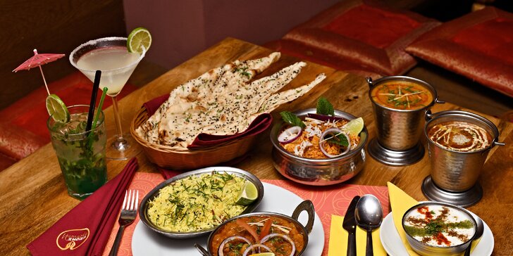Indická restaurace: menu dle výběru pro 1–2 osoby včetně dezertu