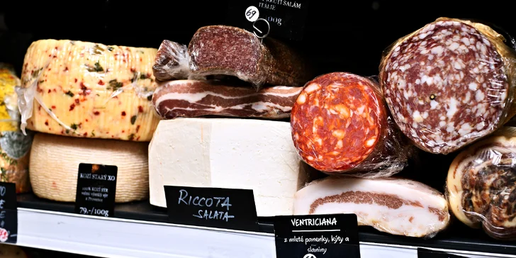 Italské dobroty z obchodu Pane & Salumi: vouchery v hodnotě 500-1500 Kč