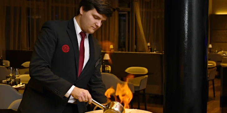 Jídlo připravené před vašimi zraky: 4chodové menu, vinné párování a nealko