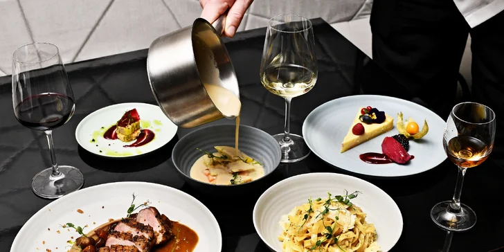 Jídlo připravené před vašimi zraky: 4chodové menu, vinné párování a nealko