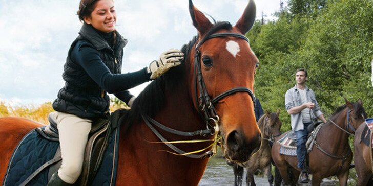 125 Kč za hodinovou vyjížďku na koni s instruktorem nebo procházku v sedle koně pro vaše děti.
