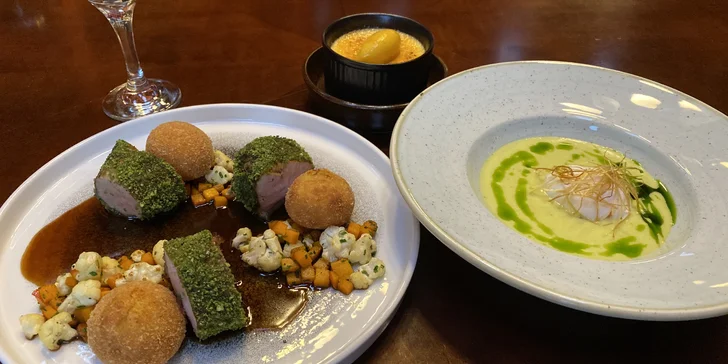 Degustační tříchodové menu pro 2 osoby s výhledem na golfové hřiště